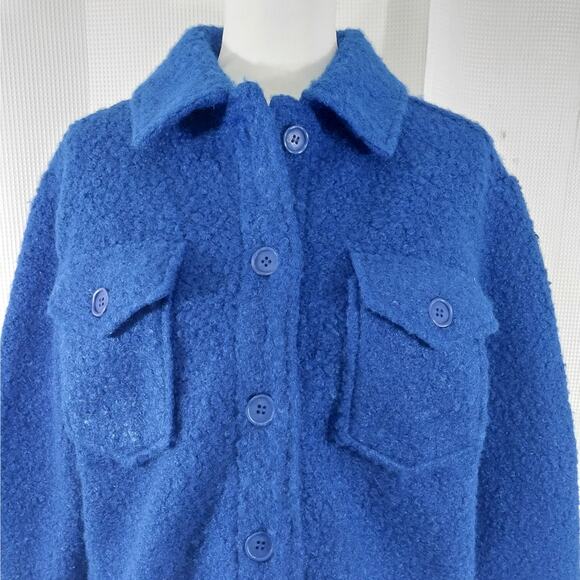 NWT! AUTRES FILLES! ROYAL BLUE BOUCLE KNIT, BOILED WOOL LOOK JACKET, COAT! SZ XS - Picture 4 of 9
